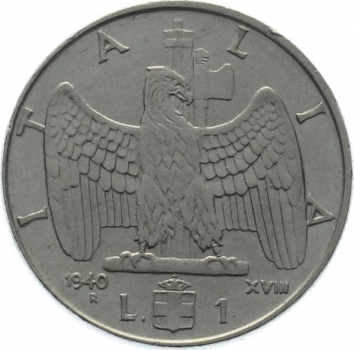 Italien 1 Lira 1940 - XVIII.